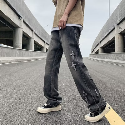 Men's Zipper Loose Denim Trousers - Comfortable Streetwear