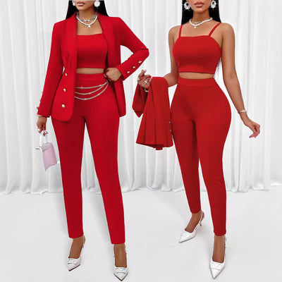 Women's Temu Fall Winter Fashion Long Sleeve Small Suit Outfit Three-piece Suit