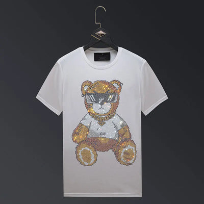 Bear Rhinestones T Shirts Men