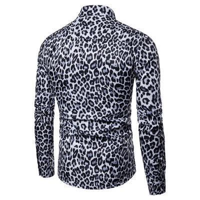 Trend Man Club Leopard Print Shirt High Quality Long Sleeve Shirt Social Man Casual Party Shirt Chemise Homme Shirt Dress