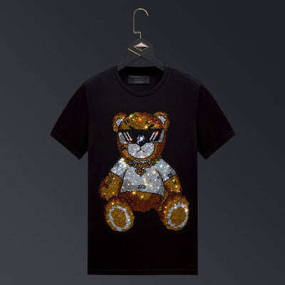 Bear Rhinestones T Shirts Men