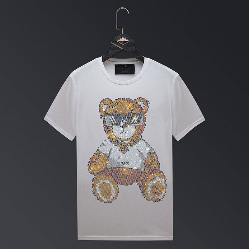 Bear Rhinestones T Shirts Men