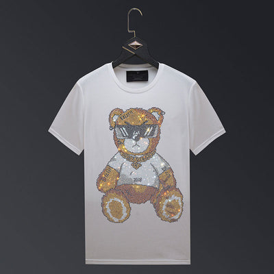 Bear Rhinestones T Shirts Men