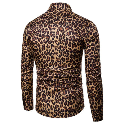 Trend Man Club Leopard Print Shirt High Quality Long Sleeve Shirt Social Man Casual Party Shirt Chemise Homme Shirt Dress