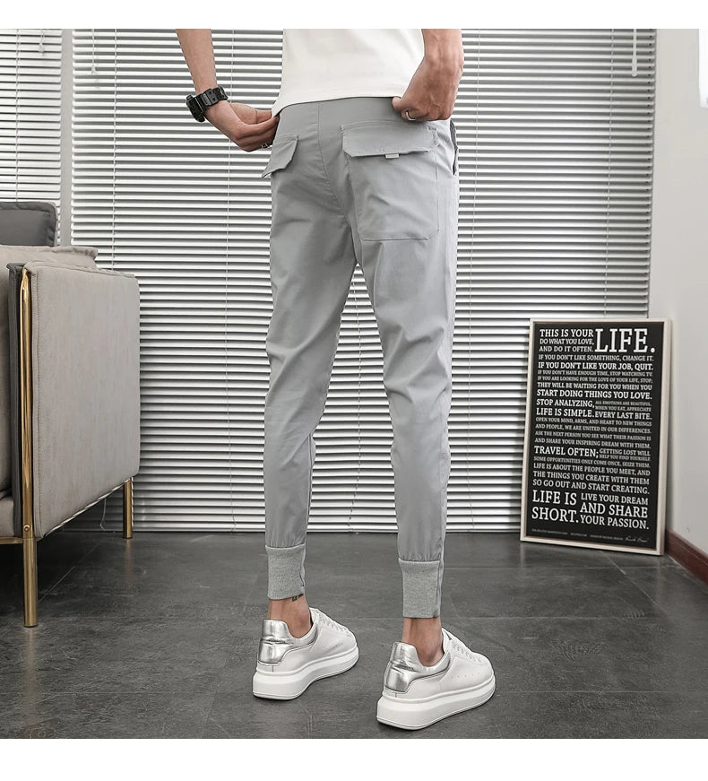 Pantalones Hombre Summer Cargo Pants For Men Clothing All Match Korean Designer Luxury Men Trousers Slim Fit Casual Work Wear 36