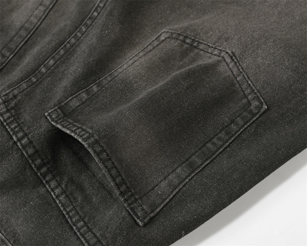 Classic men's wide-leg denim cargo jeans with a relaxed fit, vintage appeal, and multiple pockets, perfect for everyday casual and streetwear outfits.