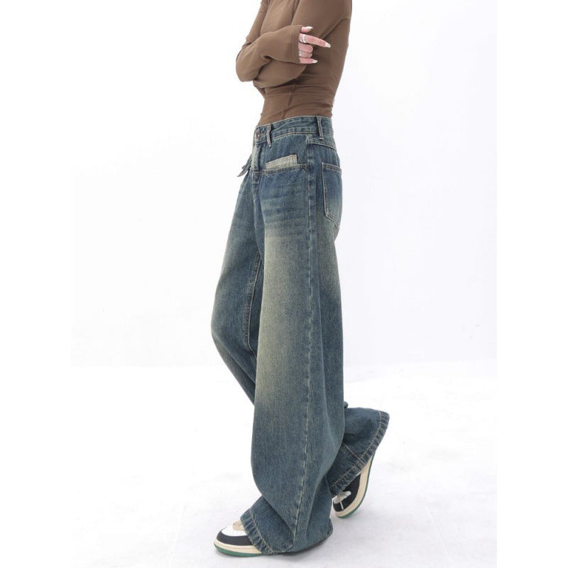 Women's Niche Loose Straight Wide Leg Jeans