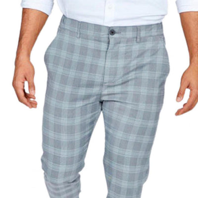 Men's Slim-Fit Plaid Trousers – Classic Checkered Pants for Stylish Looks