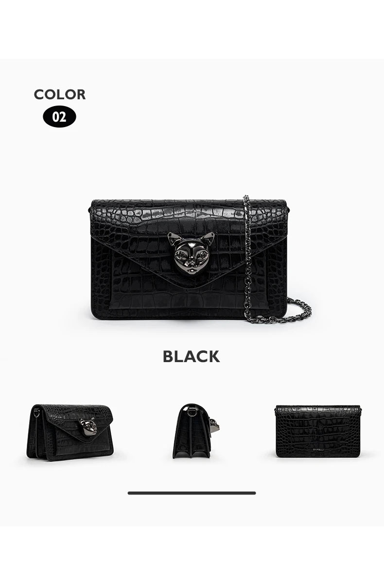 BAFELLI 2024 NEW WOMEN'S BAG FASHION TREND CLUTCH CAT CORSSBODY HANDBAGS LUXURY BRAND DESIGNER SHORTY CHAIN BUY SEPARATELY