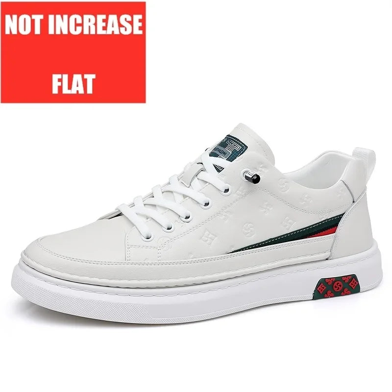 2024 spring MEN'S elevator shoes men luxury loafers white soft leather moccasins height increased 5cm taller shoes man sneakers