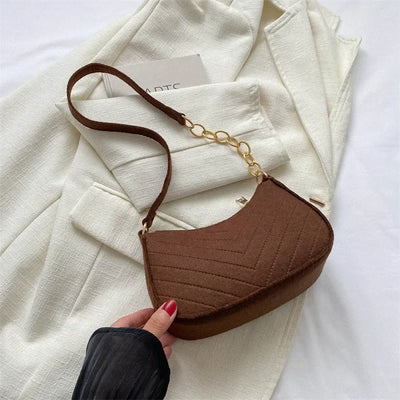 Autumn Trend Line Lightweight Shoulder Bag Crocodile Felt Small Square Bag Women's New Leisure Chain Purses and Handbags