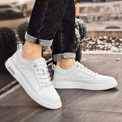 Men White Casual Sneakers Men Soft Sole Trend Running Sneakers Outdoor Slip On Thick Bottom Shoes Tenis Masculino