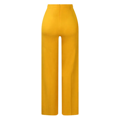 Women’s Shiny Yellow High-Waist Capris - Office & Summer Trousers