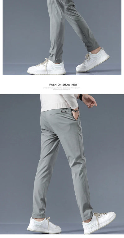 Stretch Casual Pants Men Classic Lightweight Slim Fit Trousers for Men Summer Straight Drawstring Joggers Solid khaki Pants Male