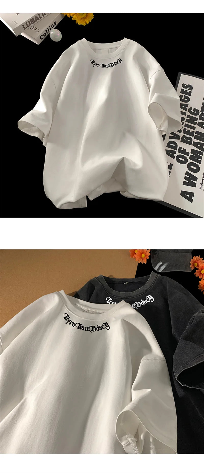 Men's Oversized T-shirts White Cotton T Shirt 5XL for Men Casual Summer Wear Letter Fashion  Print Neck Tee Shirts Men Clothing