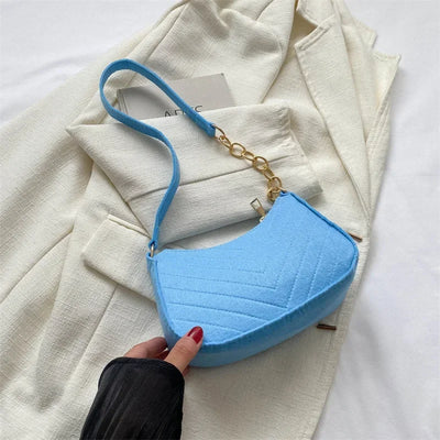 Autumn Trend Line Lightweight Shoulder Bag Crocodile Felt Small Square Bag Women's New Leisure Chain Purses and Handbags