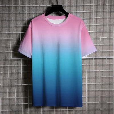 Men's Gradient Ombre T-Shirt – Black to White Casual Style