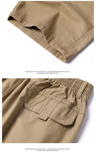 Men's 100% Cotton Sunwashed Pants, Standard Fit, Men Straight Cargo Trousers, Casual Pants, Monochromatic, Elastic Waist