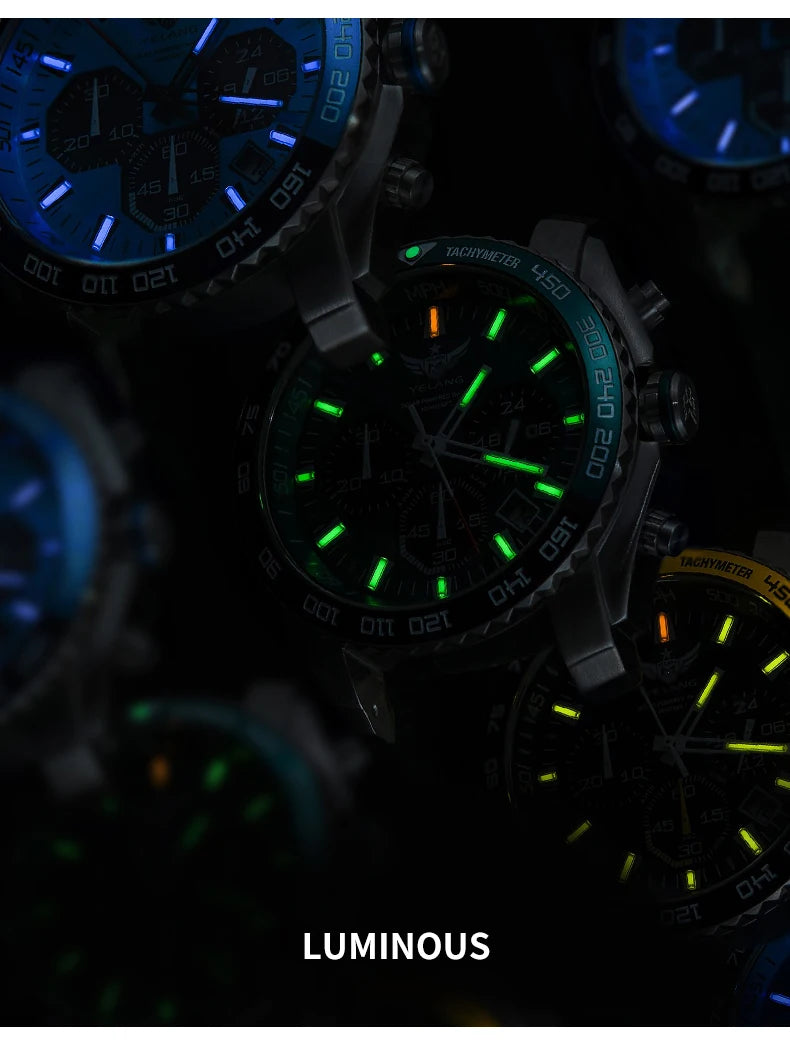 Yelang Watch Man Sports Watch Japan Eco-Drive VR42 Diving Watch 100m Professional Waterproof Gas Luminescence Reloj