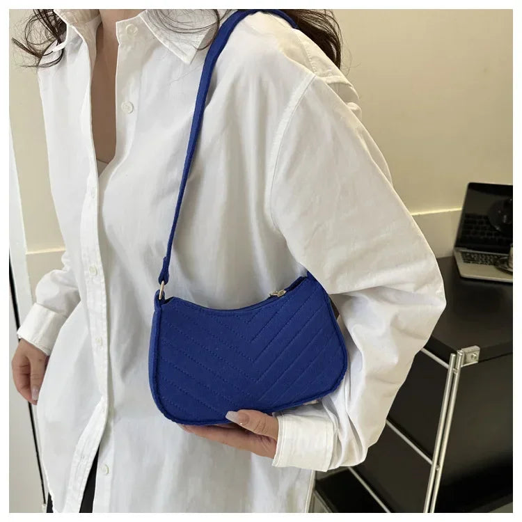 Autumn Trend Line Lightweight Shoulder Bag Crocodile Felt Small Square Bag Women's New Leisure Chain Purses and Handbags