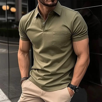 Summer New Men's Casual Short-Sleeved Polo Shirt Office Fashion Rowan Collar T-Shirt Men's Breathable Polo Shirt Men's Clothing