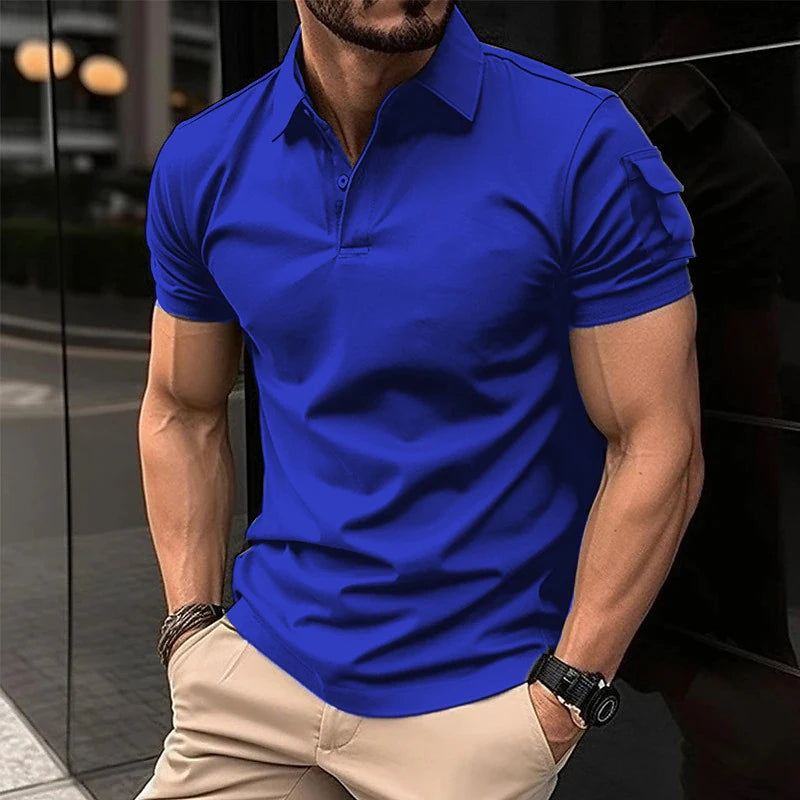 Summer New Men's Casual Short-Sleeved Polo Shirt Office Fashion Rowan Collar T-Shirt Men's Breathable Polo Shirt Men's Clothing