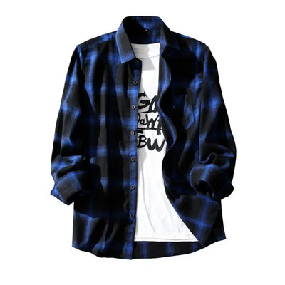 Black White Check Shirts Men Plaid Shirt Coat Long-sleeved Shirts Male Casual Youth Jacket Thin Coat Long Sleeve Buttons Shirts