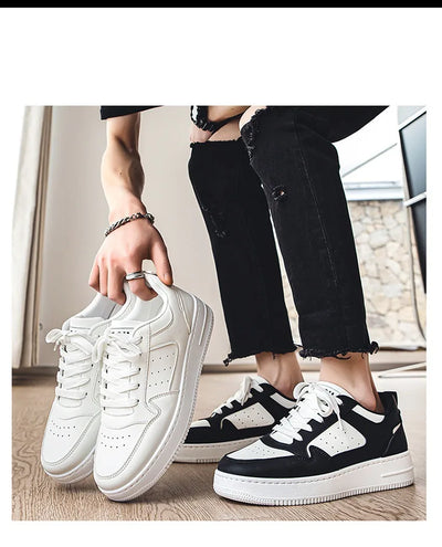 White Men's Shoes for Men Mesh Sneakers Casual Man Leather Shoes 2024 New Breathable Men's Sports Shoe Incressed Flat Male Shoes