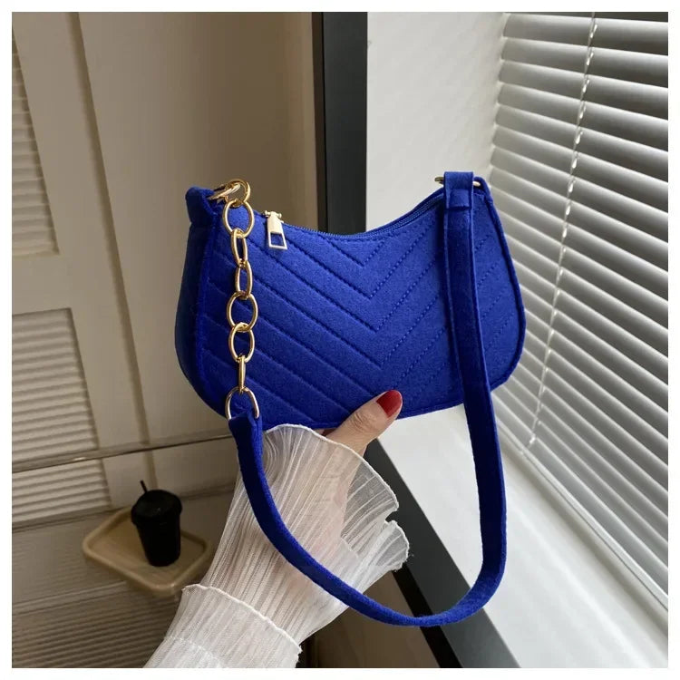 Autumn Trend Line Lightweight Shoulder Bag Crocodile Felt Small Square Bag Women's New Leisure Chain Purses and Handbags