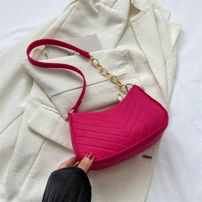 Autumn Trend Line Lightweight Shoulder Bag Crocodile Felt Small Square Bag Women's New Leisure Chain Purses and Handbags