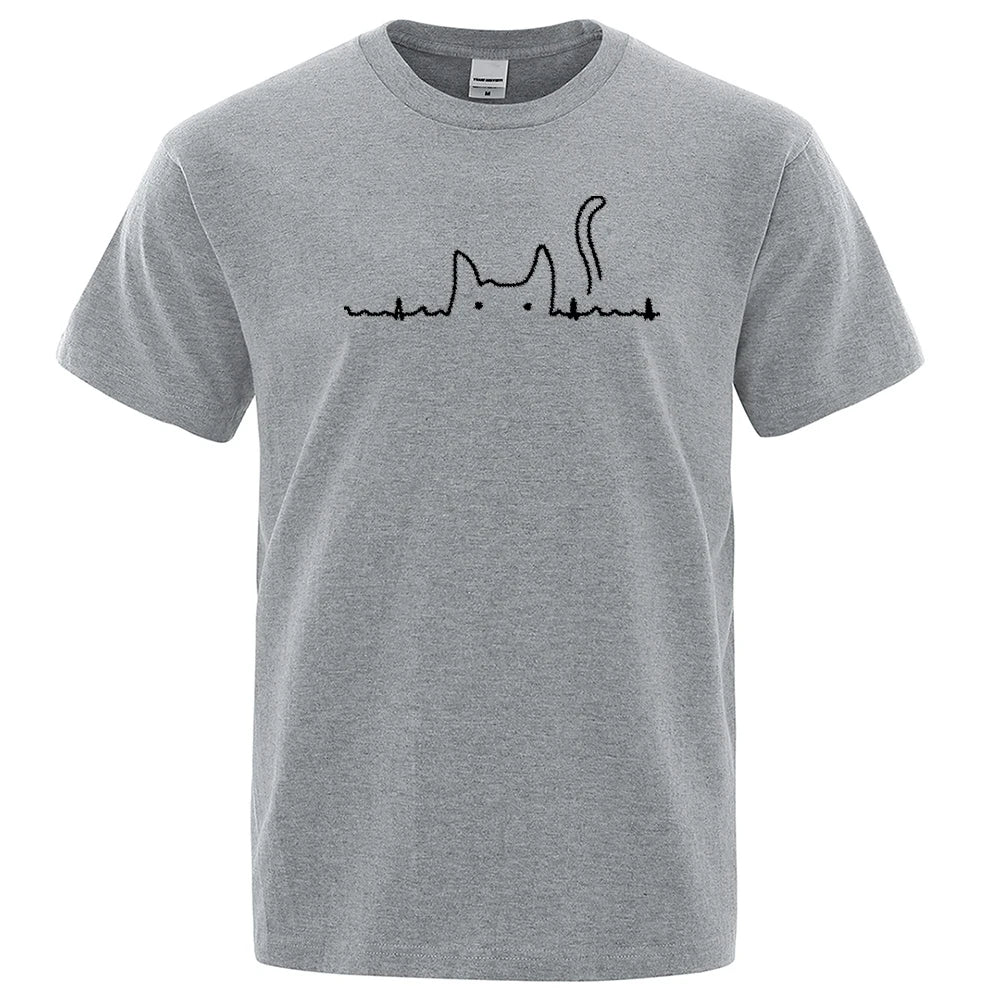 Casual Mens T Shirts Cat Cute