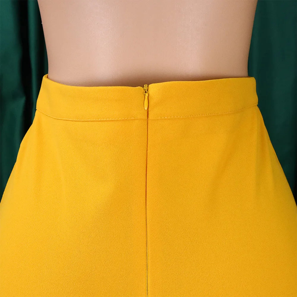 Women’s Shiny Yellow High-Waist Capris - Office & Summer Trousers