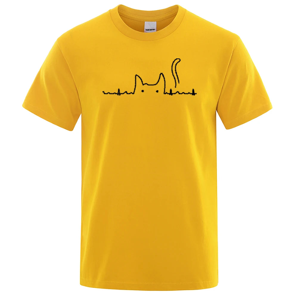 Casual Mens T Shirts Cat Cute