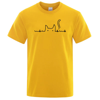 Casual Mens T Shirts Cat Cute