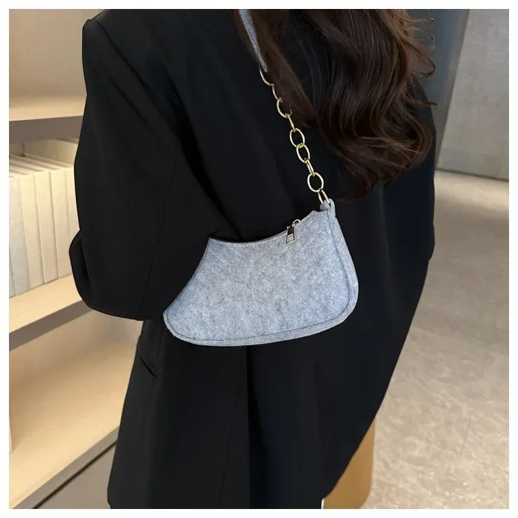 Autumn Trend Line Lightweight Shoulder Bag Crocodile Felt Small Square Bag Women's New Leisure Chain Purses and Handbags