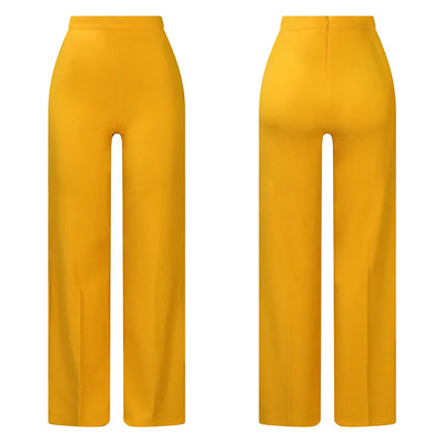 Women’s Shiny Yellow High-Waist Capris - Office & Summer Trousers