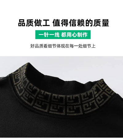 Fashion Hip Hop Half High Collar Sweatshirts Luxury Printing Fashion Versatile Pullover Hoodie Social Nightclub Men Clothing