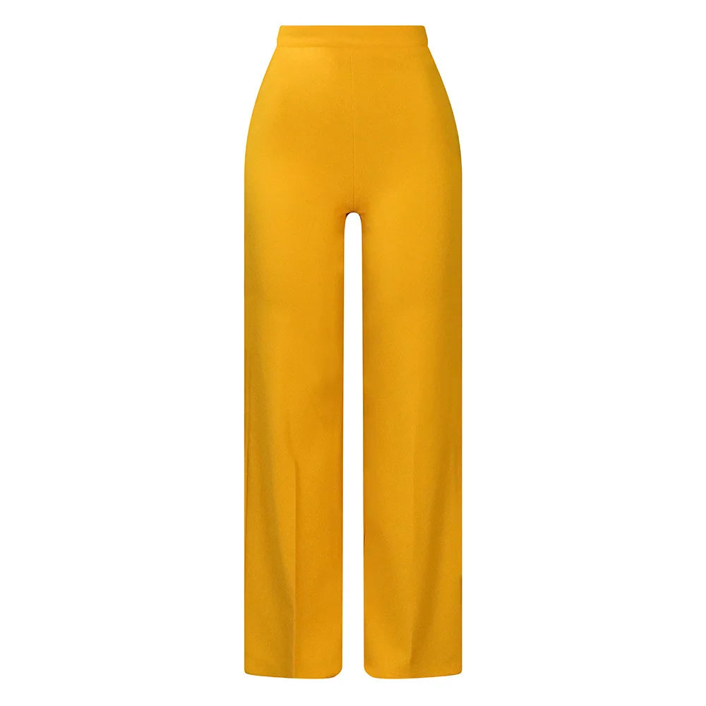 Women’s Shiny Yellow High-Waist Capris - Office & Summer Trousers