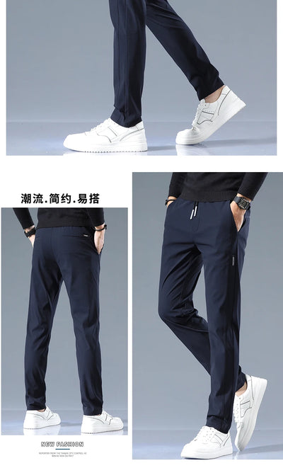 Stretch Casual Pants Men Classic Lightweight Slim Fit Trousers for Men Summer Straight Drawstring Joggers Solid khaki Pants Male