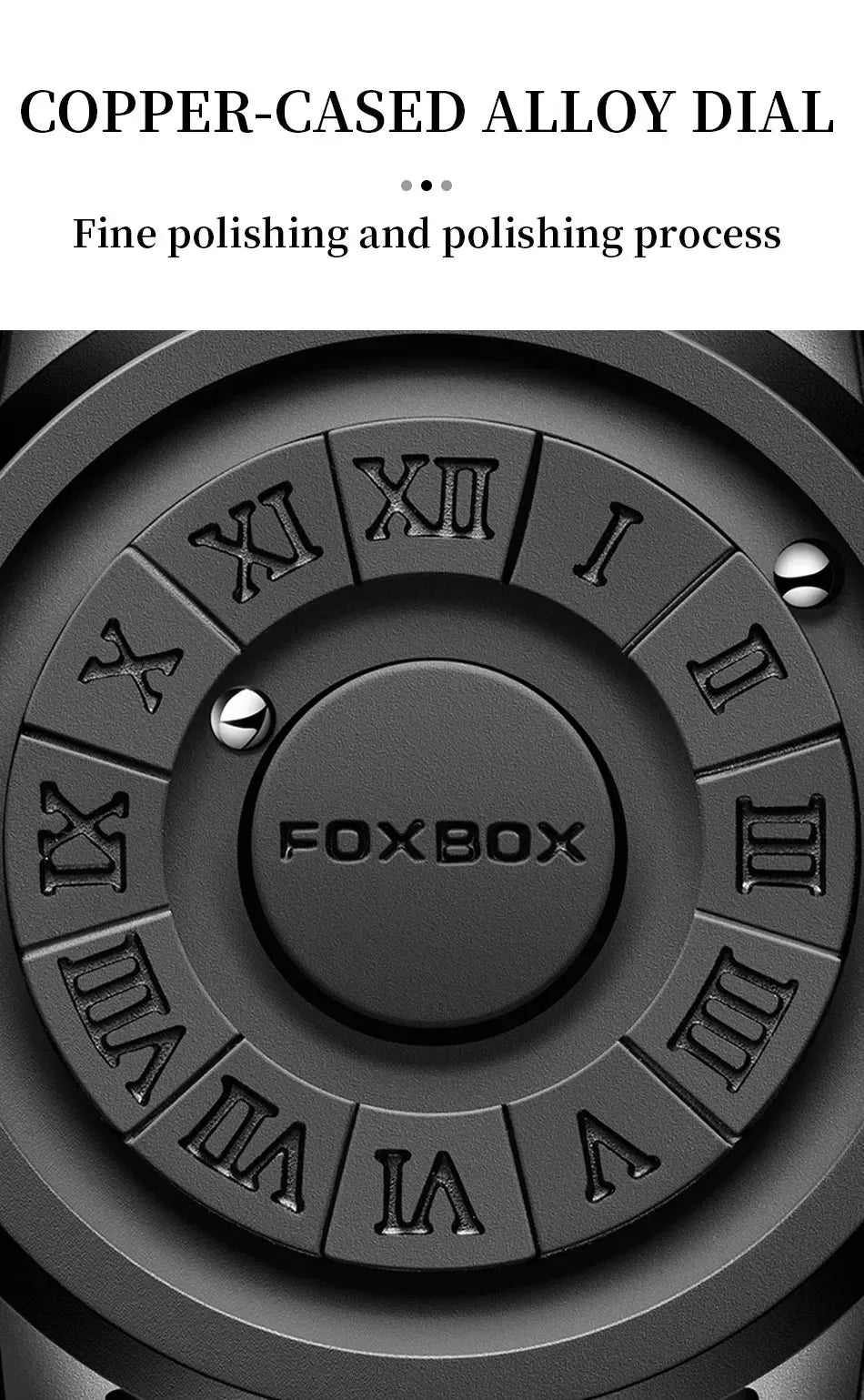 FOXBOX Mens Watches Creative Scrolling Pointer Magnetic Force Quartz Wristwatch Genuine Leather Watch Man Relogio Masculino+Box