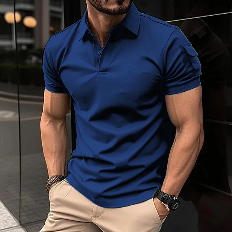 Summer New Men's Casual Short-Sleeved Polo Shirt Office Fashion Rowan Collar T-Shirt Men's Breathable Polo Shirt Men's Clothing