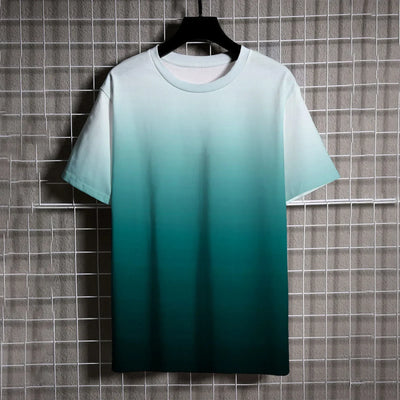 Men's Gradient Ombre T-Shirt – Black to White Casual Style