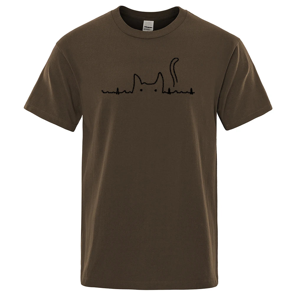 Casual Mens T Shirts Cat Cute