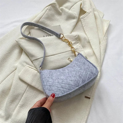 Autumn Trend Line Lightweight Shoulder Bag Crocodile Felt Small Square Bag Women's New Leisure Chain Purses and Handbags