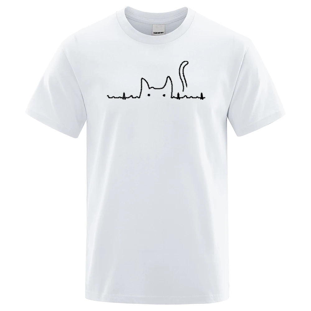 Casual Mens T Shirts Cat Cute