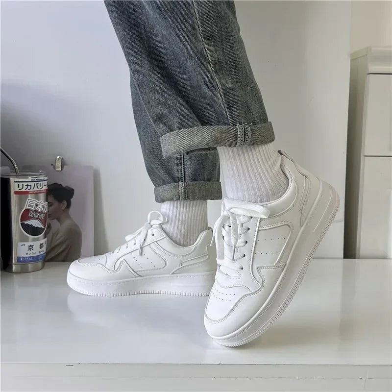 Men White Casual Man Leather Shoes Outdoor