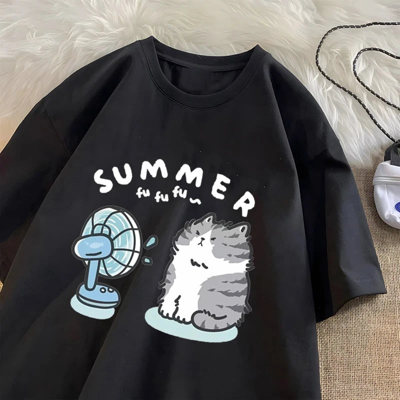 Funny Fan Cat Graphic T Shirts