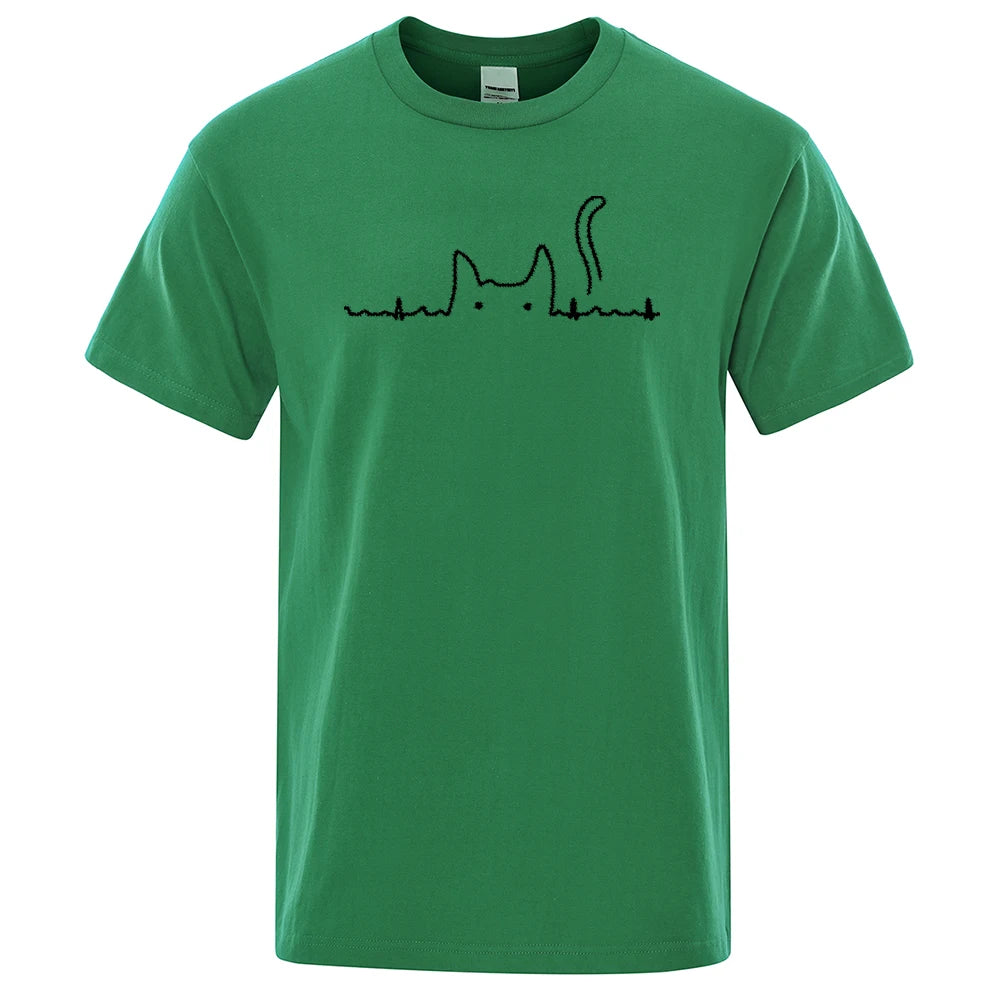 Casual Mens T Shirts Cat Cute