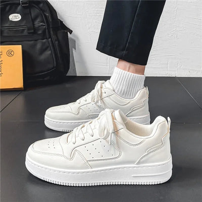 White Men's Shoes for Men Mesh Sneakers Casual Man Leather Shoes 2024 New Breathable Men's Sports Shoe Incressed Flat Male Shoes