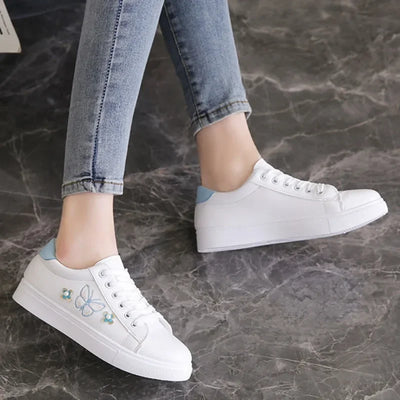 New Women's Sneakers Butterfly Embroidered Flats Women's Outdoor Running Vulcanized Shoes Breathable Women's Shoes Zapatos Mujer